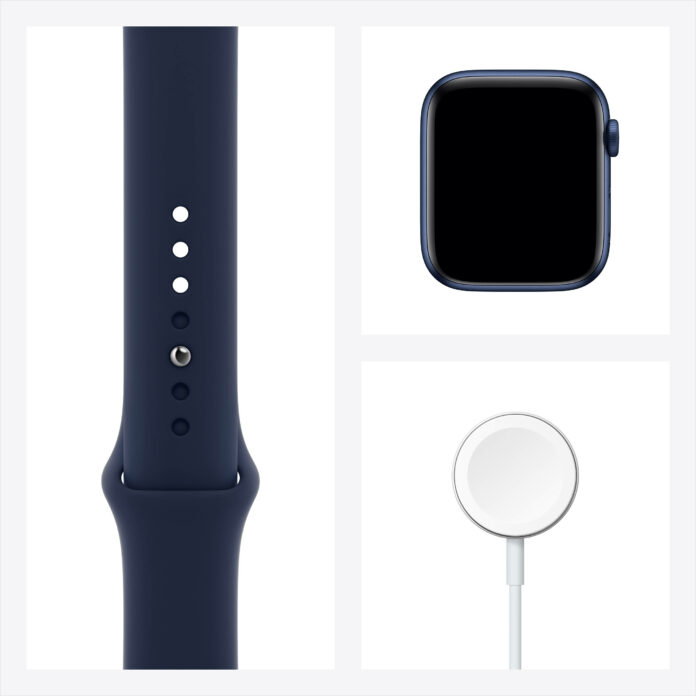 Apple Watch Series 6 44mm (GPS) - Viền nhôm dây cao su (Blue)