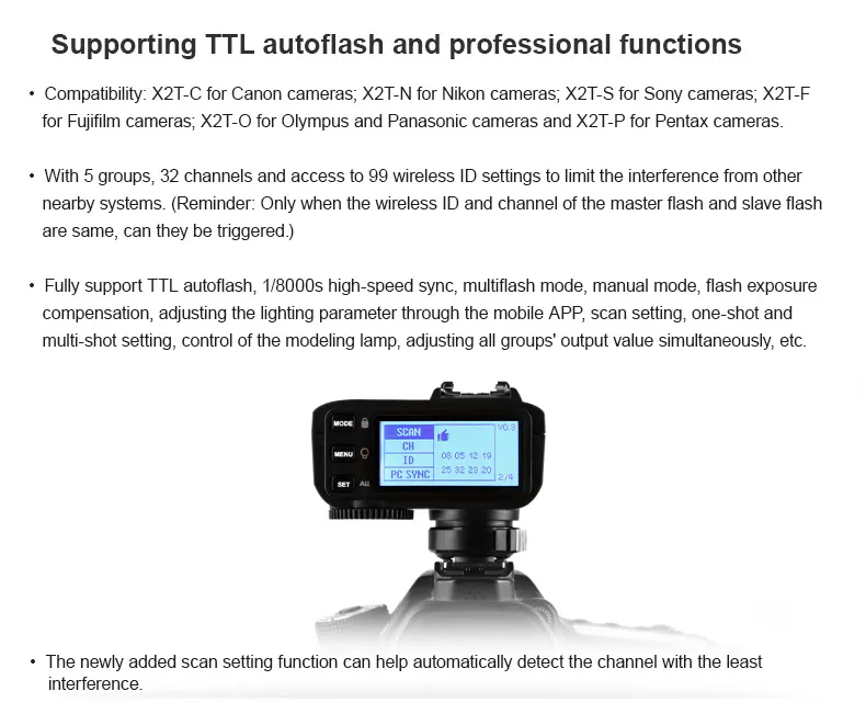 Trigger Godox X2T 2.4 GHz TTL Wireless Flash cho Sony