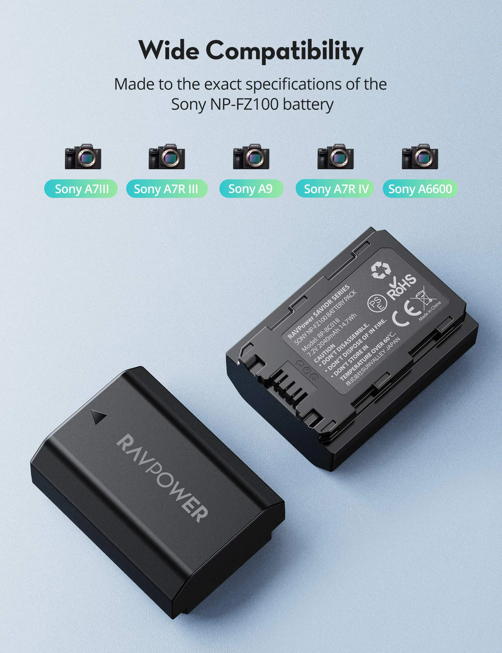Bộ pin sạc RAVpower cho Sony NP-FZ100