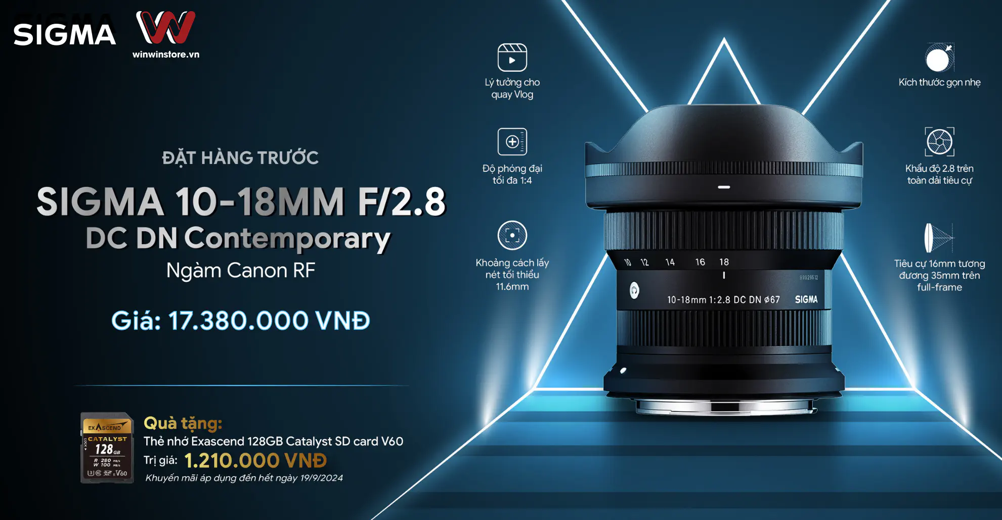 Đặt trước ống kính SIGMA 10-18mm F2.8 DC DN và SIGMA 28-105 mm F2.8 DG DN Art nhận liền tay thẻ nhớ xịn từ Exascend