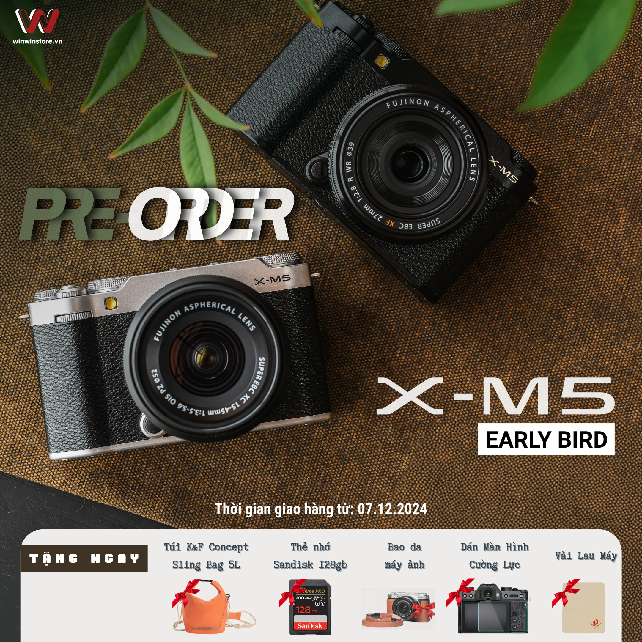 WinWinStore nhận pre-order Fujifilm X-M5 cùng bộ đôi XF 16-55mm F2.8 II và XF 500mm F5.6